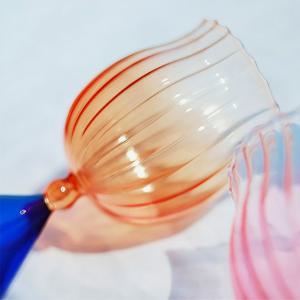 내열 홈카페 유리컵 고블렛 와인잔 물컵 에리얼 오렌지 튤립 2개세트