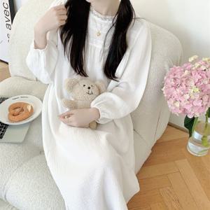 블랑드화이트 레이스 원피스잠옷 요루면 거즈면 잠옷 파자마