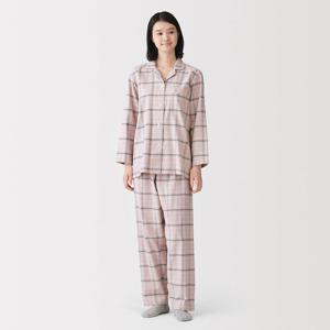 여성 사이드 심리스 플란넬 긴소매 파자마 (커플잠옷) FD1LYA6A