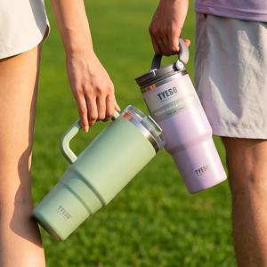 TYESO 이중진공  304 스텐 데일리 핸들 텀블러 일상 차량 900ml+750ml 세트