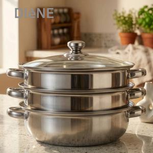 디엔 토프 3단 스텐레스 찜기 스텐 찜솥 다용도 인덕션 28cm