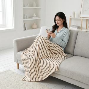 스트라이프 극세사 담요 블랭킷 70x100cm 선물 무릎 밍크 항공 블랑캣 겨울