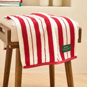 STF 더블스트라이프 코마사 30수 세면타월 RED 40X80cm 190g