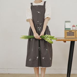 블룸데이 꽃자수 원피스 앞치마 카페 주방 공방