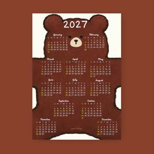2027 브라운 베어 포스터 달력 연간 인테리어 캘린더