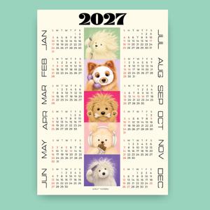 2027 강아지 포스터 달력 연간 캘린더 인테리어 벽달력