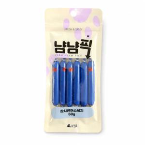 냠냠픽 강아지 고양이 겸용 간식 참치연어소세지 60g