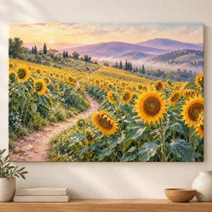 해바라기 들판 그림 캔버스 액자 노란 꽃 풍경 거실 인테리어 2종