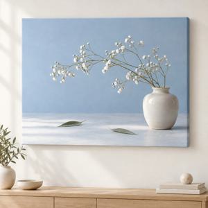 안개꽃 그림 캔버스 액자 푸른 화병 꽃그림 거실 인테리어