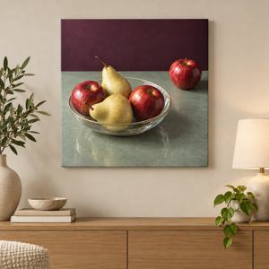 사과 배 정물 그림 캔버스 액자 유리그릇 과일 거실 인테리어