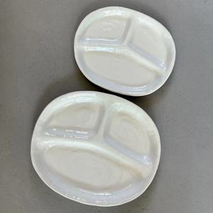 일본 화이트 3칸 플레이트 2size 도자기 식판 반찬 접시