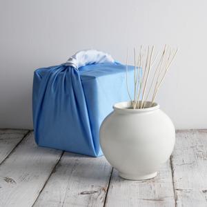 박수재 달항아리 반무광 17cm 오동나무 보자기 포장 디퓨저 선물세트 오브제 화병
