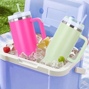 1.25L 메가 스텐 빨대 벤티 텀블러 빅사이즈 대용량 보틀 손잡이 보온 보냉 여행 피크닉