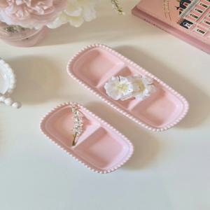 핑크 비즈 도자기 종지 2구 3구 미니 찬기 간장 잼 소스볼