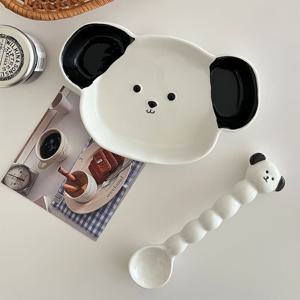 바둑이 바우와우 플레이트 세트  (접시 + 스푼) 귀여운 감성 브런치 플레이트
