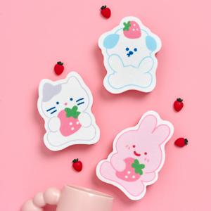 딸기피크닉 멍솜이 스크래빗 밀크캣 양면 스펀지 수세미 3P SET