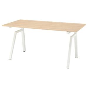 트로텐 높이조절 전동책상 물푸레나무 무늬/화이트 160x80cm