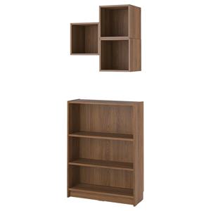 빌리+에케트 책장 세트 브라운 호두나무