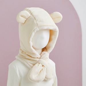 패딩 쓰리인원 베어 모자 아이보리