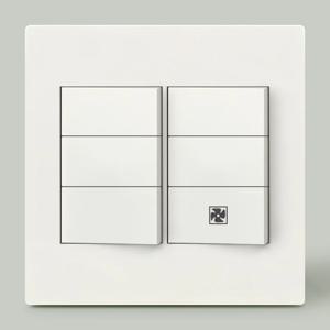 나노 플레인 스위치 6구 (팬마크) / 화이트 화장실 환풍기 2개용 커버
