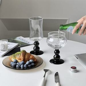 1+1  블랙 모던 마블 고블렛 와인잔 홈카페 400ml
