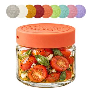 헥사 제뉴엔 실리콘뚜껑 입구넓은 사각 유리병 400ml MK500S 캡컬러 9종 택1