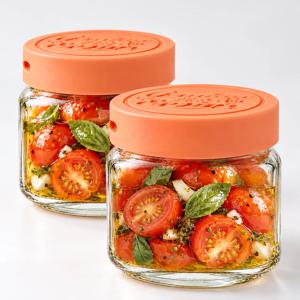 헥사 제뉴엔 실리콘뚜껑 입구넓은 사각 유리병 400ml MK500S 2개세트