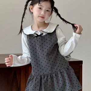 그레이 도트 점퍼 원피스 블라우스 셋업 여아원피스 드레스 니트원피스 겨울원피스 R24962