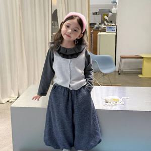 레이스 카라 블라우스 니트 뷔스티에 팬츠 셋업 여아조끼 베스트 패딩조끼 겉옷 R24938