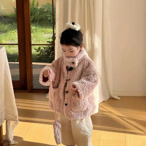 핑크 뽀글이 자켓 팬츠 셋업 여아자켓 점퍼 겉옷 겨울 기모 아동 초등학생 R24842