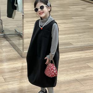 블랙 벌룬 점프 원피스 셋업 여아원피스 벌룬팬츠 드레스 니트원피스 겨울 기모 R24768