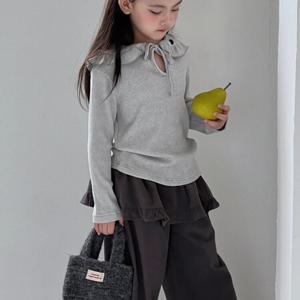 그레이 빅 카라 니트 페플럼 팬츠 셋업 여아니트 스웨터 니트티 가디건 가을 R24655