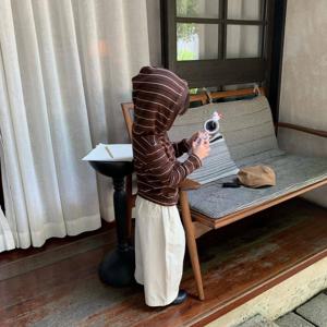 브라운 스트라이프 후드 셋업 여아후드티 후드집업 맨투맨 트레이닝복 가을 아동 R24560