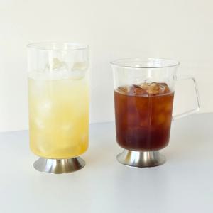 sain glass 실버 유리컵 내열 유리잔 400ml 500ml 글라스 홈카페 카페컵