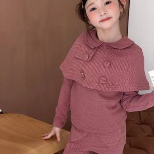 베리 케이프 카라 플레어 셋업 여아자켓 점퍼 겉옷 겨울 핑크 기모 아동 R24503