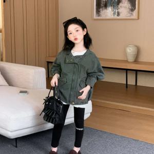 카키 크롭 필드 자켓 여아자켓 점퍼 겉옷 겨울 기모 아동 초등학생 R24499