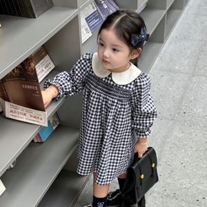 네이비 깅엄 카라 원피스 여아원피스 드레스 니트원피스 겨울원피스 가을 아동 R24086