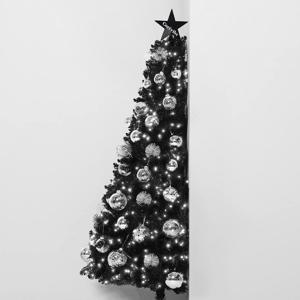 [공간 차지 1/2!] 블랙 반쪽 하프트리 180cm+지네전구+트리보관백 크리스마스 트리