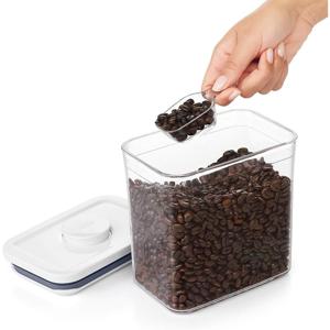 [해외] 원터치 밀폐용기 1.0L 커피 스쿱 포함 팝컨테이너 사각 원두 보관 양념통