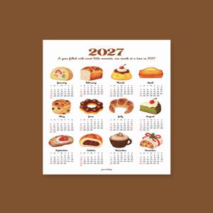 2027 베이커리 일러스트 포스터 달력 연간 캘린더 감성 인테리어 벽달력