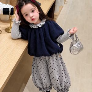 네이비 모직 케이프 베스트 여아조끼 패딩조끼 겉옷 겨울 기모 아동 초등학생 R23677