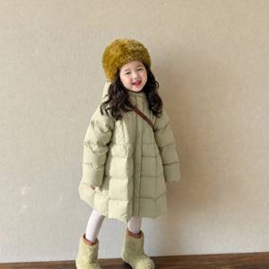 아보카도 퀼팅 A라인 롱 패딩 점퍼 R23596
