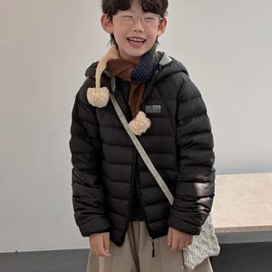블랙 후드 경량 다운 점퍼 R23292