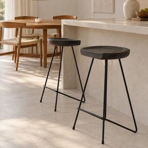 백리스 원목 바스툴 블랙 아일랜드 식탁 의자 바체어 티크