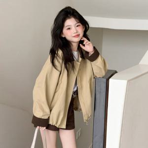 배색 칼라 코튼 블루종 R26236