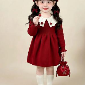 자수 칼라 플리츠 원피스 R26214
