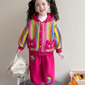 레인보우 스트라이프 후드 자켓 셋업 R25630