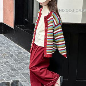 레인보우 스트라이프 니트 가디건 R25965