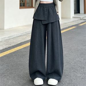 스커트 레이어드 기모 와이드 팬츠 R26085