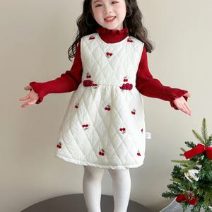 체리 퀼팅 점퍼 원피스 세트 R25853